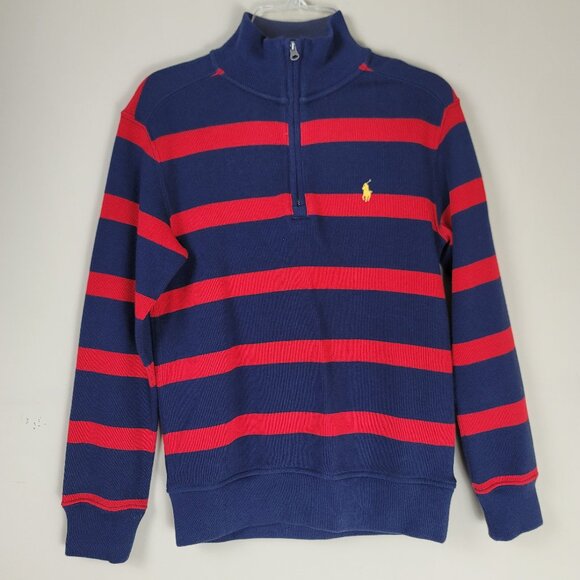 20250110 Polo Ralph Lauren Stripes Pullover Sweater Quarter Zip Size 8 - Picture 2 of 9